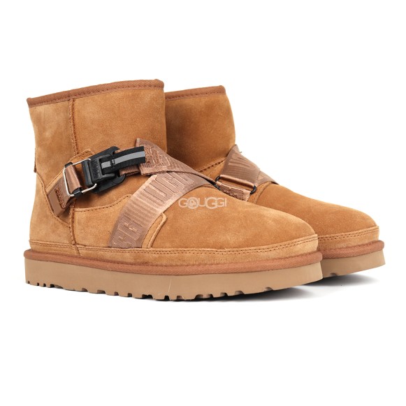 Мужские ультра короткие угги UGG Classic Ultra Mini Hybrid Strap Short Boots Chestnut
