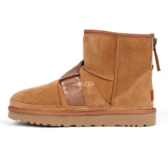 Мужские ультра короткие угги UGG Classic Ultra Mini Hybrid Strap Short Boots Chestnut