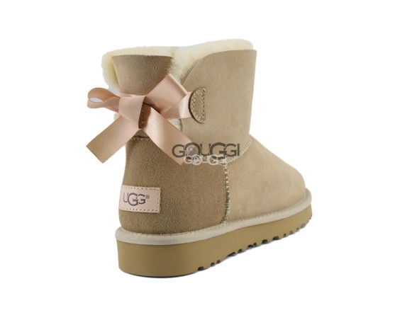 Женские мини угги с бантиками Mini Bailey Bow Sand II