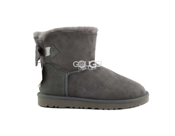Женские мини угги с бантиками Mini Bailey Bow Medallion Grey 