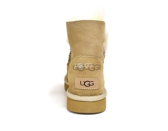 Женские мини угги Mini Bailey Logo Strap Suede Sand