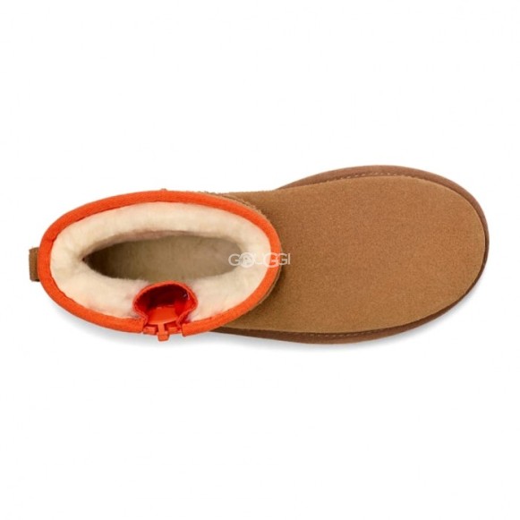 Женские угги Mini Zipper Tape Logo - Chestnut