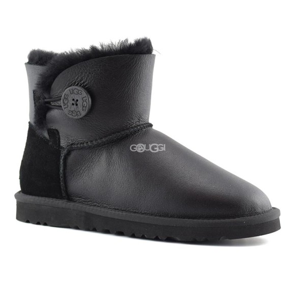 Женские мини угги с пуговицей Mini Bailey Button Metallic Black