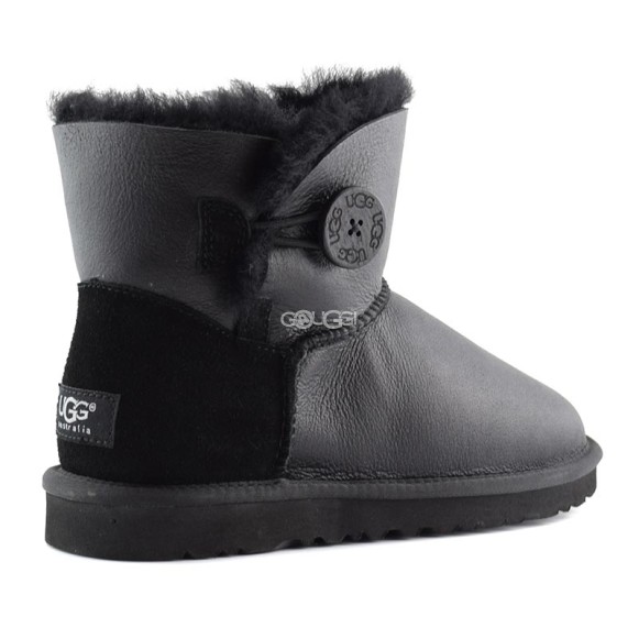Женские мини угги с пуговицей Mini Bailey Button Metallic Black
