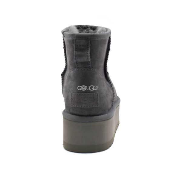 Женские мини угги на платформе Ugg Classic Mini Platform Grey