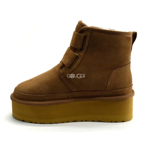 Женские короткие угги на платформе Ugg Classic Short Suede Platform Chestnut