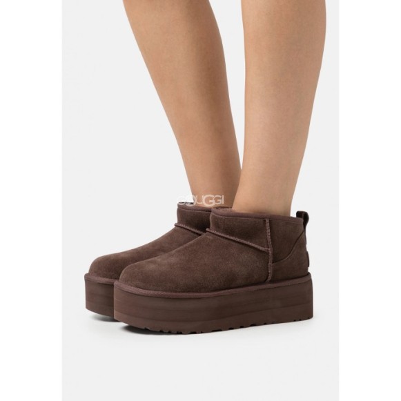 Женские ультра мини угги на платформе UGG Ultra Mini Platform New Chocolate